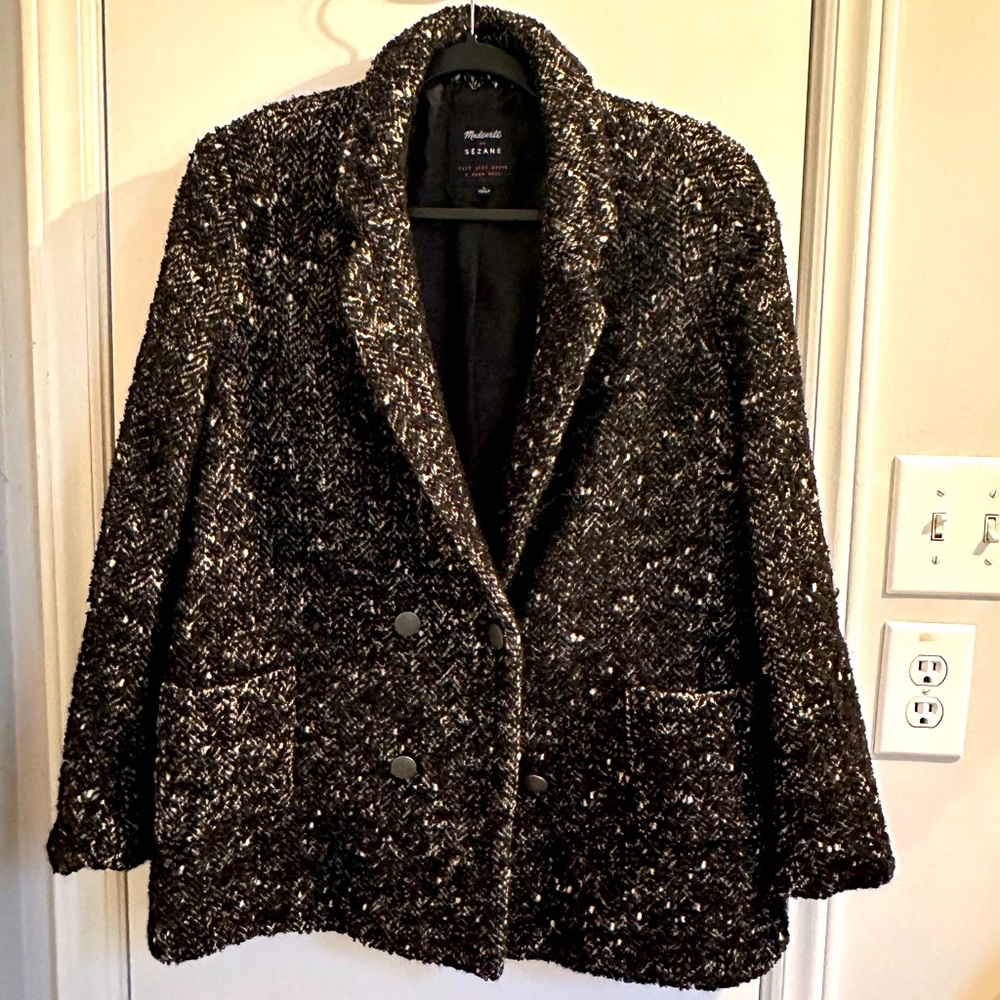 Madewell x Sezanne Black Tweed Women's Jacket Large